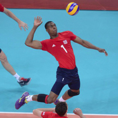 Peter Bakare olympic volleyballer in action